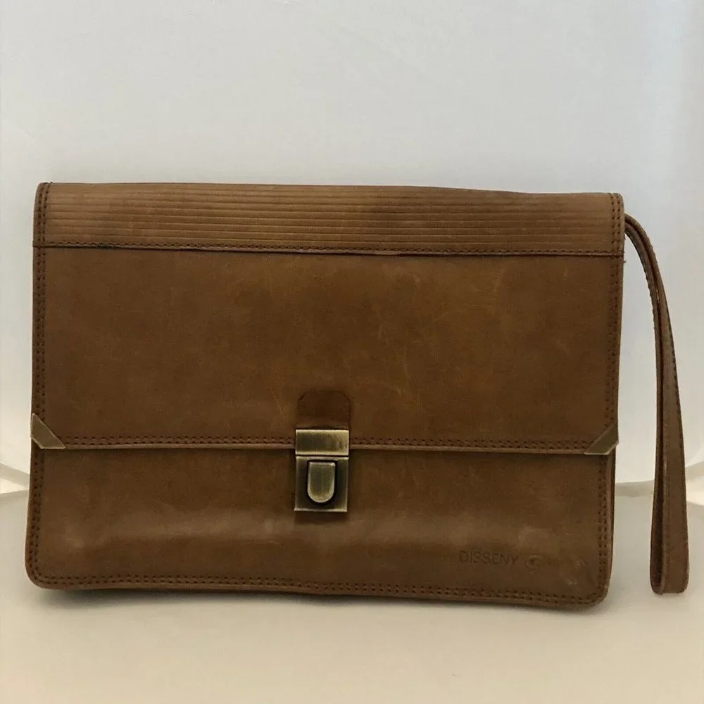 Vintage Ferran Cerdans Disseny Large Leather Wallet Clutch Made In Spain